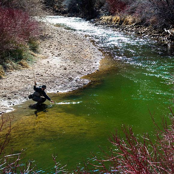 Fly fishing on the Lower Weber River, Utah.